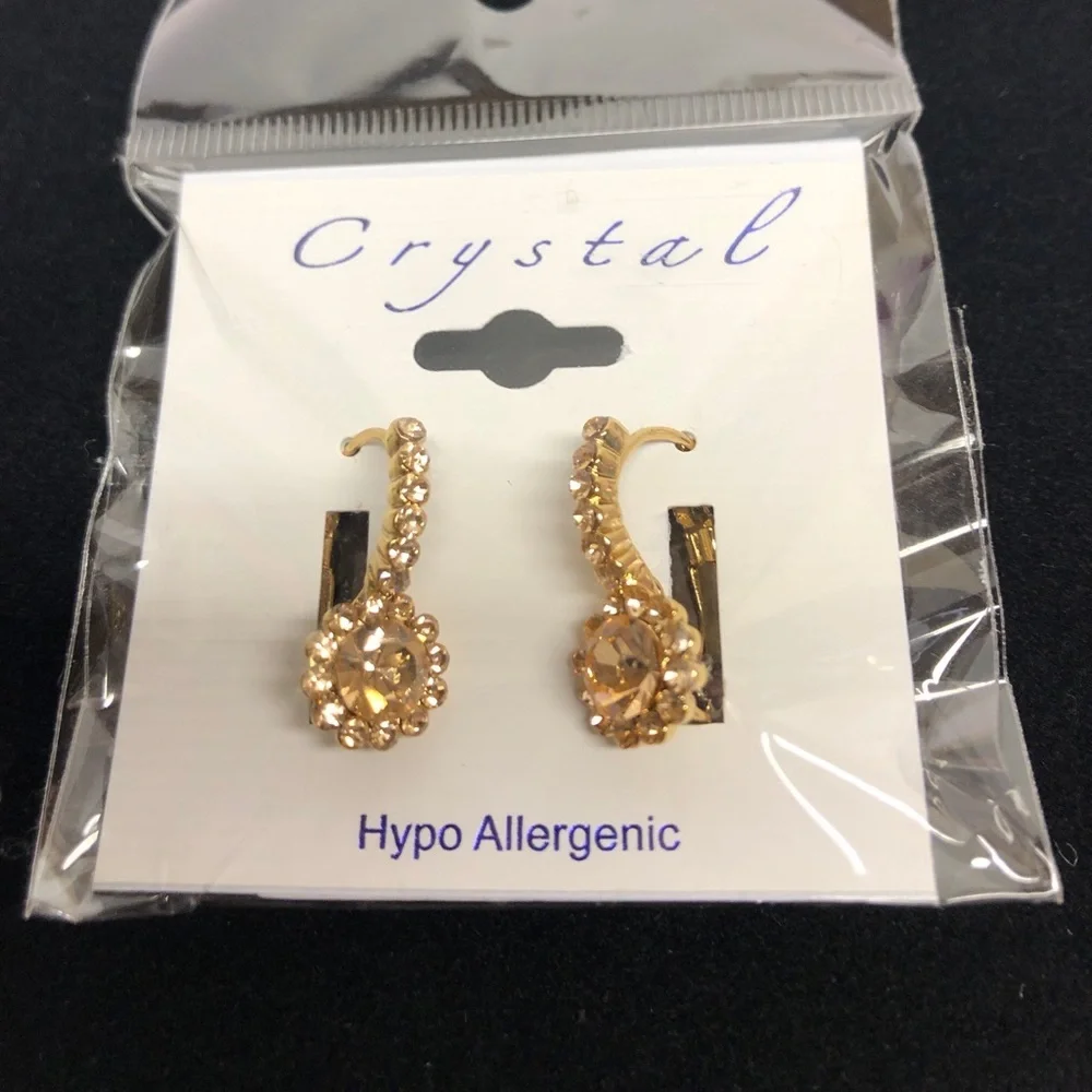 Earrings & Bracelet Set Rose Gold Tone Rhinestone Jewelry Gift Hypo‎ allergenic